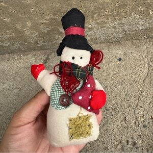 VTG Cloth Snowman Ornament Farmhouse Christmas Rustic Holiday Decor